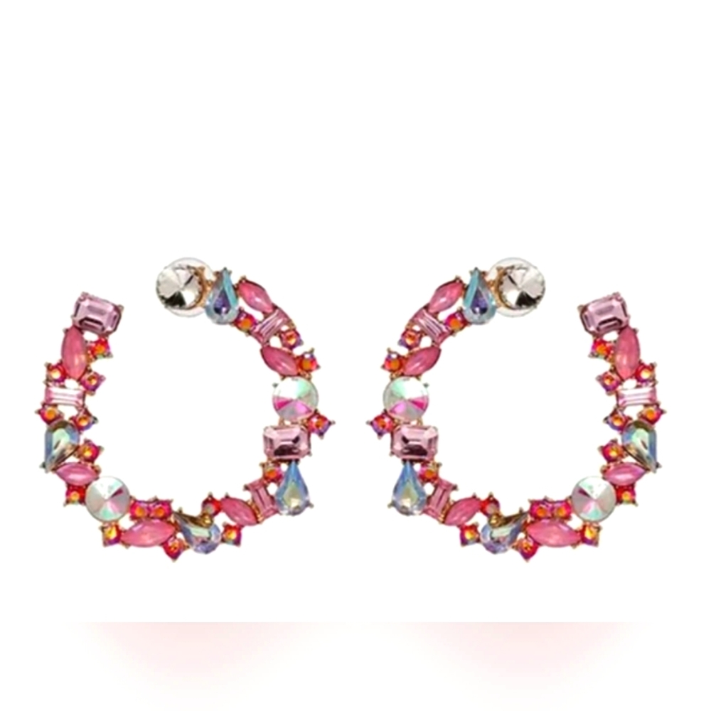 Pink Rhinestone Earrings 'Bubble Gum'